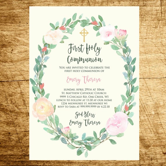 First Communion Invitation First Holy Communion Invitation Etsy