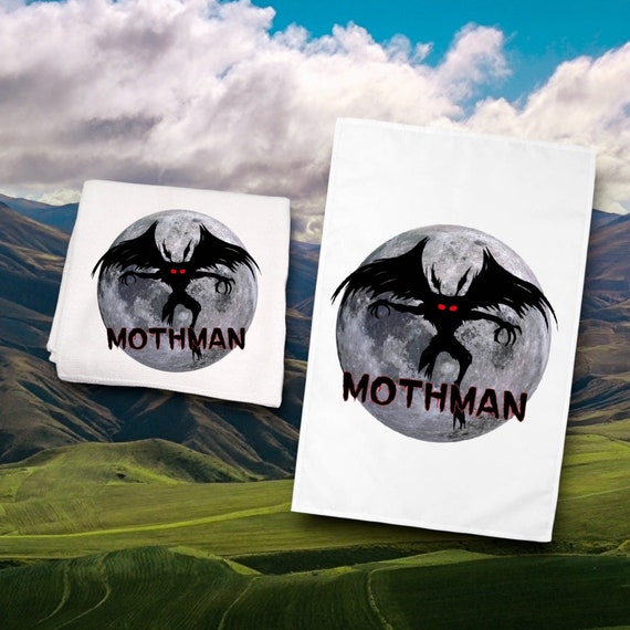 Mothman Towel - soft Microfiber Cloth, Computer Screen Glass Cleaner - Kitchen Bar Rag - Point Pleasant Cryptid - Boat, Golf, Back to School