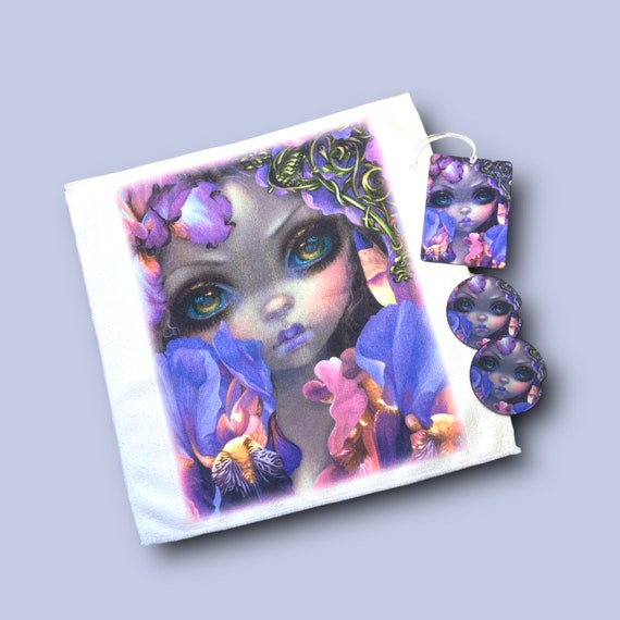 Purple Iris Car Accessories - Language of Flowers Fantasy Art - Floral Garden Party Favors - Spring, Easter, Mothers Day - Teen Gift for Her