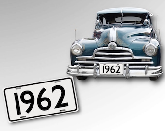 Classic Car License Plate - 1962 - Custom Years - Vintage Antique Car Tag - Father’s Day Gift - Dad - Old Time Car Shows Exhibit - Pick Year