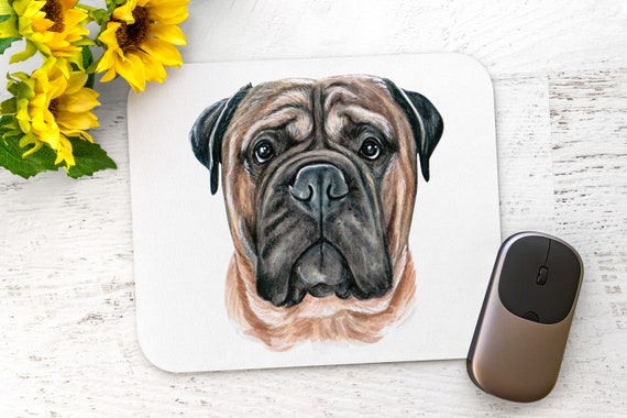 Mastiff Mouse pad - Bull Dog breed - Personalized Pet Lover Office Desk Accessories - Computer Screen Cleaning Cloth, Coffee Mug, Coaster