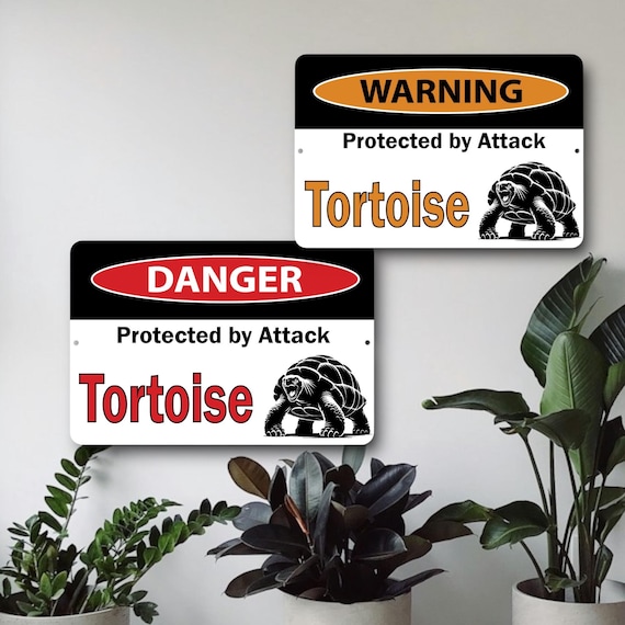 Warning Protected by attack Tortoise - metal wall sign - Indoor Outdoor patio Bar - Birthday Gift - Danger - turtle decor