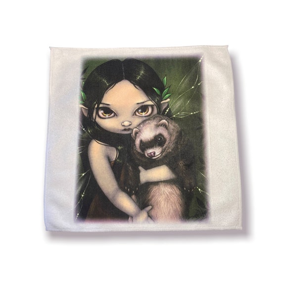 A Ferret and his Fairy Microfiber Towel - Cute Teen Birthday Gift for Her - Jasmine Becket-Griffith - Computer Cloth, Kitchen Towel