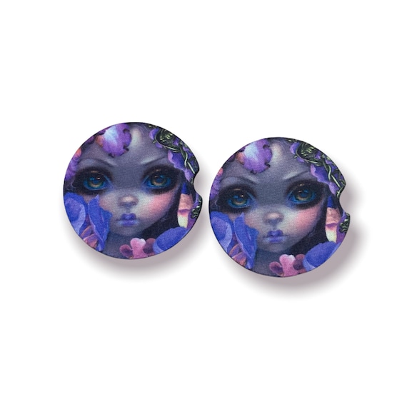 Iris Floral Car Coasters for Her - Mother’s Day, Easter - Purple Irises - Birthday Garden Party Favors - Summer Fairy - Strangeling Art