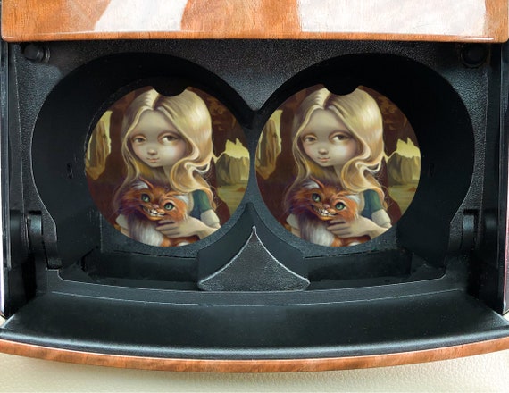 Alice in a Da Vinci - Gothic Wonderland Decor- Car Coasters Accessories- Valentine Gift for Her
