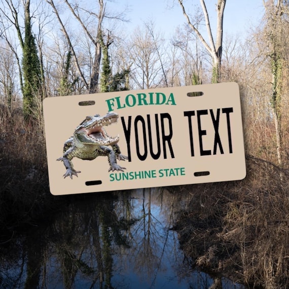 Florida State Plate - Gator Personalized Custom Car Tag - Kids Bike Plate, Mini Name Tag -Handicapped Wheelchair License - Golf, Scooter