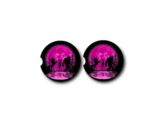 Pink Sasquatch Car coasters - Bigfoot, Unicorn, Alien - Funny Gag Gift for Her - Mothers Day, Easter, Birthday - Summer Mom Gift