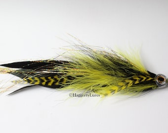 Muskie Streamer Fly Yellow Jointed Pike Bass Trolling Lure for Fly Fishing  8 