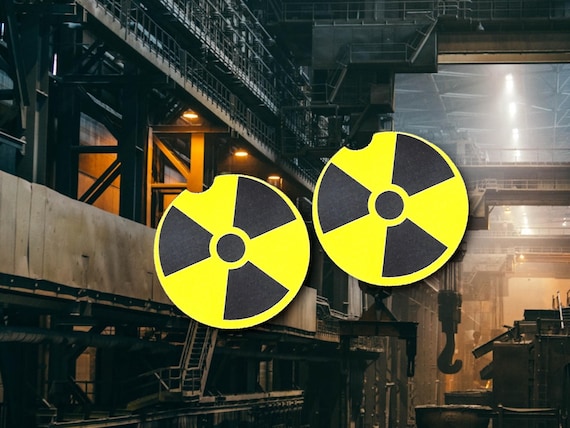Radioactive Car Coasters - Danger symbol- Warning Sign - Flexible Neoprene Drink Coasters - Bar, Kitchen, Work - Gag Gift for Him
