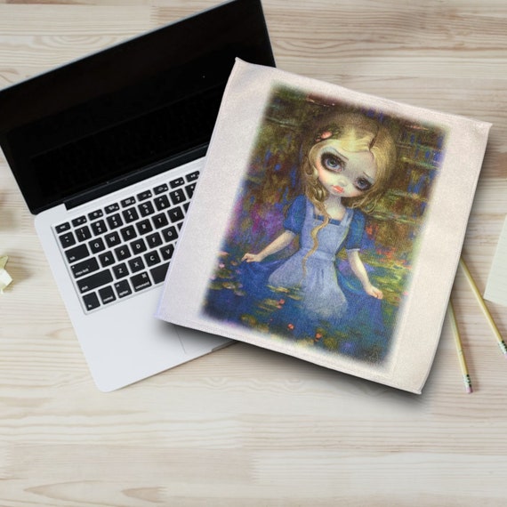 Alice in a Monet Microfiber Cleaning Cloth - Jasmine Becket-Griffith- Strangeling -Glass Cleaner - Kitchen Towel - Water Lilies Wonderland