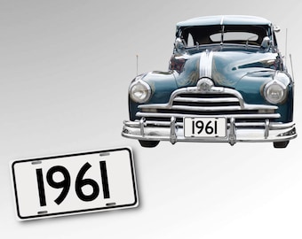 Classic Car License Plate - 1961 - Custom Years - Vintage Antique Car Tag - Father’s Day Gift - Dad - Old Time Car Shows Exhibit - Pick Year