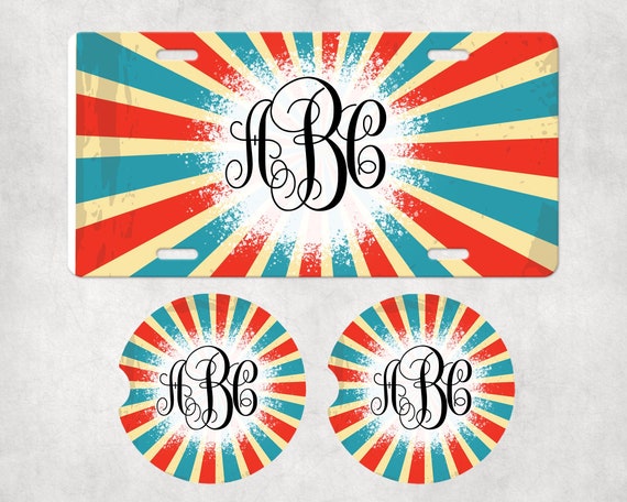 N18 Retro groovy 70s Car Accessories - Shagadelic License Plate, Drink Coasters, Air Freshener gift set