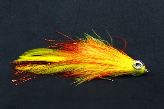 Masked Deceiver Streamer Fly - Yellow and Orange Big Game Flies for Fly  Fishing - Muskie, Pike, Bass - Trolling - Freshwater, Saltwater