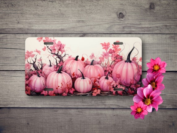 Pink Pumpkin Patch License Plate Car Tag-Thanksgiving, Fall Party Decor - Bike Plate, Mini Sign for Office, She Shed - Birthday gift for her