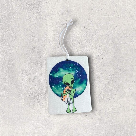 Alien w Cat Air Freshener- Unscented - cute orange Ginger Kitten -Laundry Room, Car, Kids Room - Stop Litter Smell -Pet Rescue, Party Favors