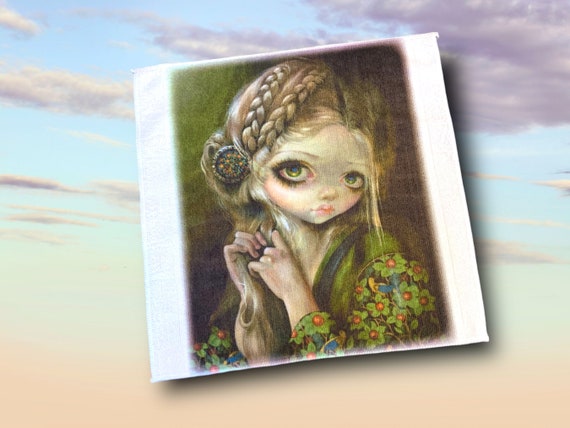 Guinevere Feminine Microfiber Towel - Green Eyes - cute Computer Cloth, Car Shammy - Gothic Renaissance Fantasy -Jasmine Becket-Griffith
