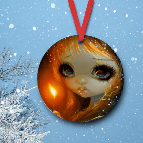 Little Match Girl Christmas Ornament - Gothic Fantasy Artwork -Birthday, Holiday Gift Tag for Teen - Party Favors - Famous Classics