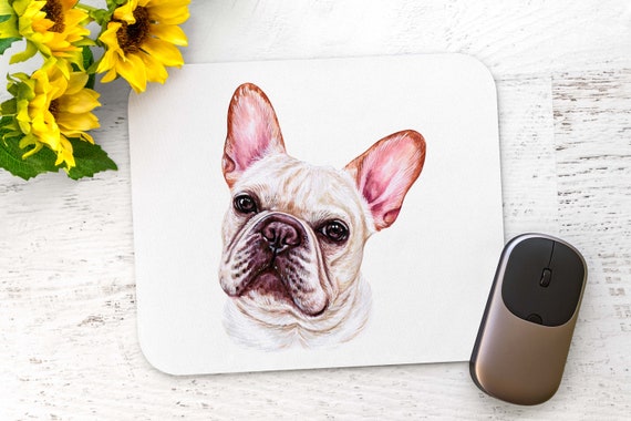 Frenchie Mouse Pad - personalized French Bulldog puppy dog breed - Pet Lover Gift set - Office Desk Accessories - Laptop Travel Pad