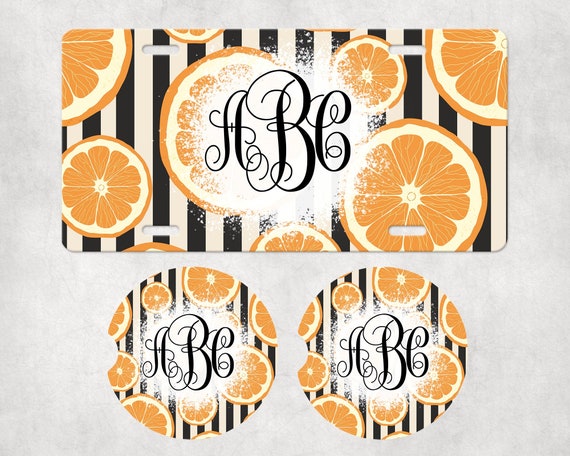 Orange Slices - Summer Monogram Car Accessories - License Plate, Coasters