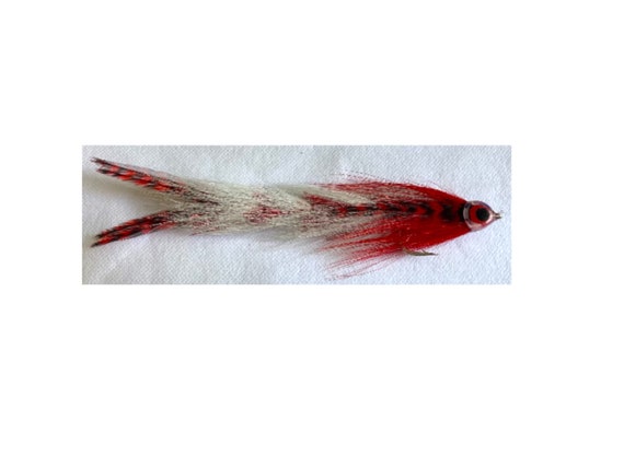 Red White Big Game Changer Streamer Fly Fly Fishing Articulated