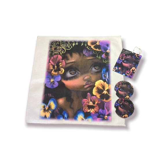 Pansies car accessories - Gothic Fantasy Art - Easter Gift for Teen - Summer Pansy Garden Tea Party decor -Strangeling - Language of Flowers