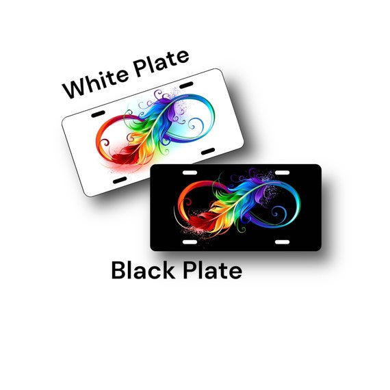 Rainbow Feather Infinity Symbol - Pride License Plate - Aluminum Car Tag