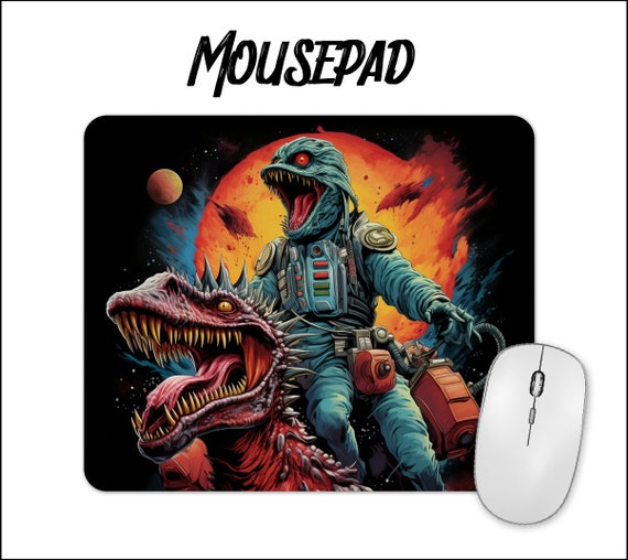 Alien SciFi Mouse Pad - Laptop Accessories - Teen Boy, Thank you, Birthday gift. Cosplay RPG - Fantasy Monster Cowboy - Space Dinosaur