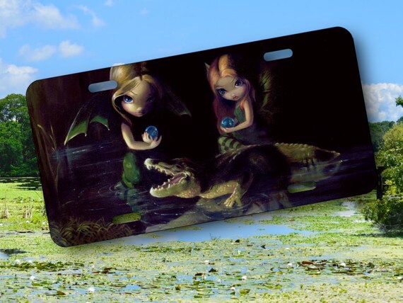 Gator License Plate - Alligator Magic Car Tag - Gothic Fantasy Art - Swamp Animals Home Decor - Gift for Teen - Florida Everglades