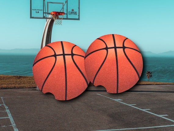 Basketball Car Coasters - School sports team spirit - BBall Fan - Thank you Gift for Teammates, Coach, Teacher, Mom, Dad - Sports Bar decor