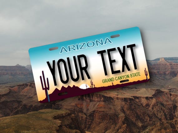 Arizona State Plate - Personalized Custom Car Tag - 5 sizes - Kids Bike Plate, Mini Name Tag -Handicapped Wheelchair License - Golf, Scooter
