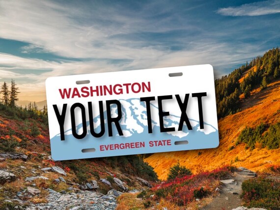 Washington State Plate - Personalized Custom Car Tag - 5 sizes - Kids Bike Plate, Mini Name Tag - Wheelchair, Golf Cart, Scooter Tag