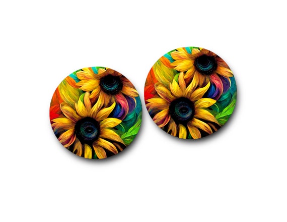 Sunflower Drink Coasters - Garden Tea Party Favors - Birthday gift for Her - Floral boho - Kitchen, Bar, She Shed, Office Desk - Flowers