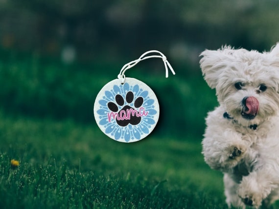 Mama Paw Print Air Freshener - Birthday Gift for Mom - Unscented - Pet Dog Mom, Cat Mom - Kennel Decor - Smell Fresh - Litter Box, Laundry