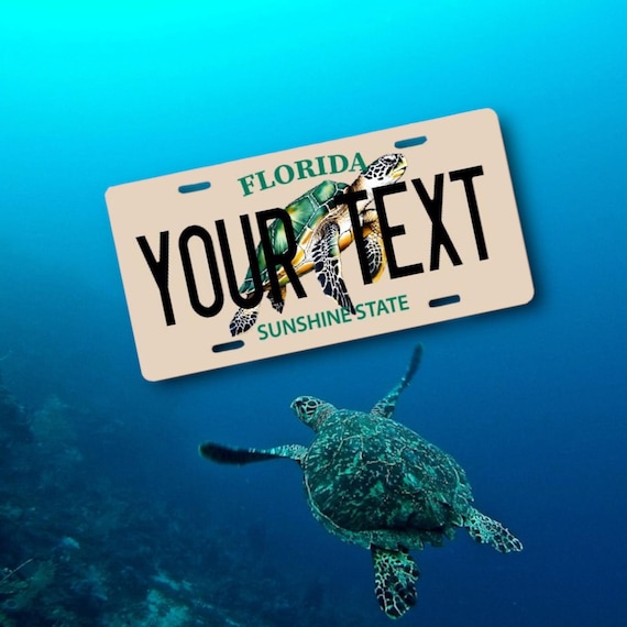 Florida State license Plate -Sea Turtle Personalized Custom Car Tag - Kids Bike Plate, Mini Name Tag -Handicapped Wheelchair - Golf, Scooter