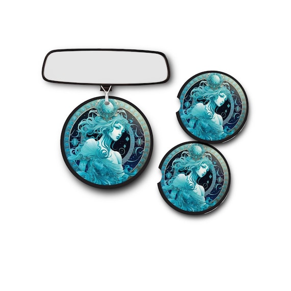 Aquarius Zodiac car Accessories - January 20th to February 18th Birthdays - Drink Coasters, Air Freshener- Celestial Constellation Star Sign
