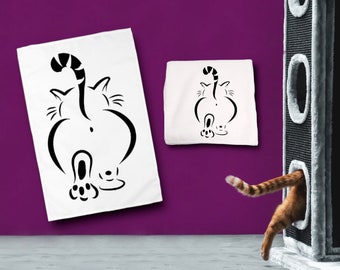 Cat Butt Hole Towel - Cheeky soft Computer Cloth, Car Shammy, She Shed, Golf Towel - Crazy Cat Lady - Walk Away - Rear View Kitty Backside