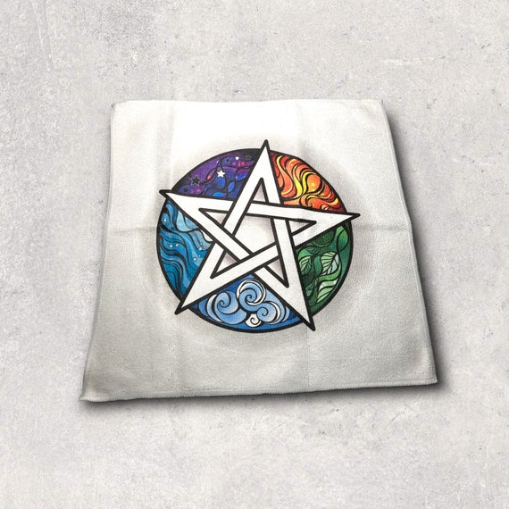 Pentagram Towel - Celtic Knot Computer Screen Cleaning Cloth - Nature Earth Elements  She Shed decor - 5 Point Protection Star