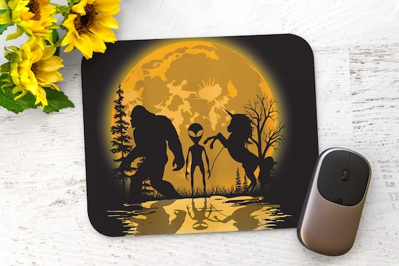 Bigfoot Mousepad - Alien, Unicorn - Legendary Cryptids - Sasquatch Yeti - Mouse Pad - Blue Moon, Mermaid, Unicorn - Desk Accessories
