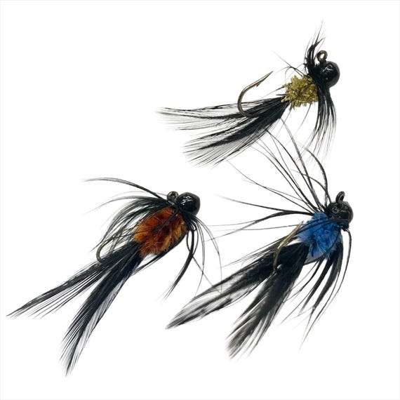 Panfish jigs for pond, lake, river Fishing - 3pk - Crappie, Perch, Bluegill, Trout pan fish - small Bug Casting Lures - freshwater 1/32oz