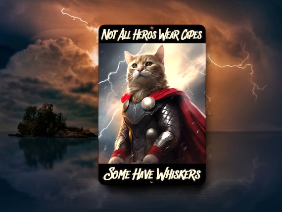Super Hero Cat Wall Art - Metal Indoor Outdoor sign - Man Cave Decor - Gift for Cat Lover - Cosplay orange kitten - Comic Book Heroes