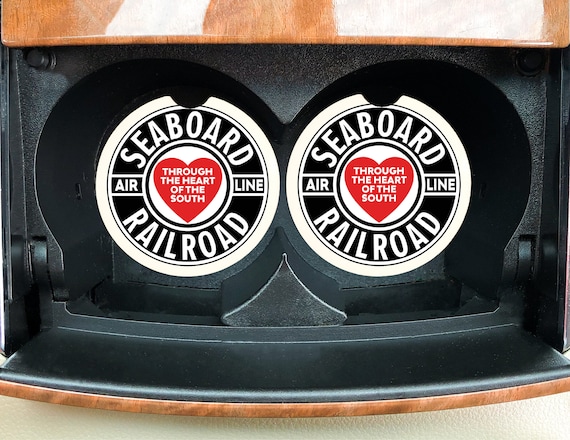 Railroad Car Coasters - Gift for Train Collector, Railway Line - Seaboard Heart of the South - Drink Coasters for Bar, Train Room - Dad gift