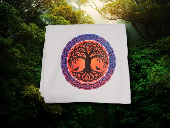 Tree of Life Microfiber Towel - Computer Cleaning Cloth - Car Towel - She Shed, Kitchen, Bar decor - Nature gift for Her