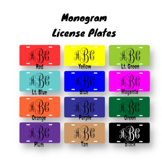 Custom License Plate - Your Monogram Here - Personalized Car, Truck Tag - Metal Wall Sign - Name Plate - Door Plaque - Monogrammed Initials