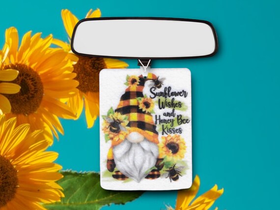 Gnome Air Freshener - Sunflower Wishes and Honey Bee Kisses - Unscented - Cute House warming gift, Picnic Party Favors