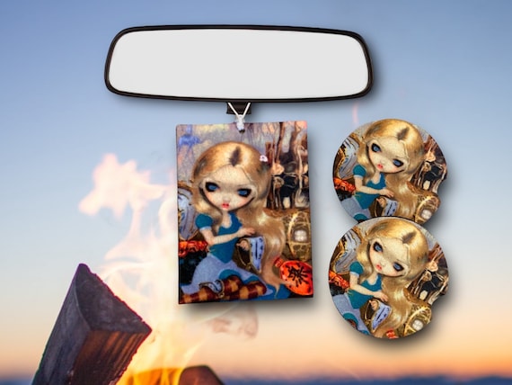 Alice in a Dali Dream 3pc Car Accessories - Twisted Wonderland - Salvador Dali - Melting Clocks feminine gift for her - Jasmine Becket