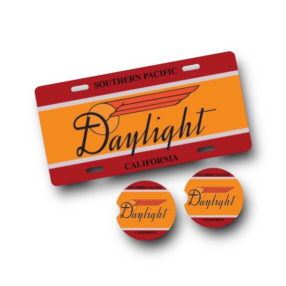 Railroad license plate - Toy Train Collector, Vintage Rail Lines Enthusiast -Dad Gift - Southern Pacific Daylight California -Trains Car Tag