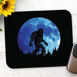 Bigfoot Mouse Pad – Sasquatch Blue Moon Desk Decor