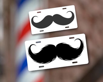 Mustache License Plate - car tag - vintage barber shop Bar Sign - Mini Bike Plate - Old time dad gift for him - old fashioned stache