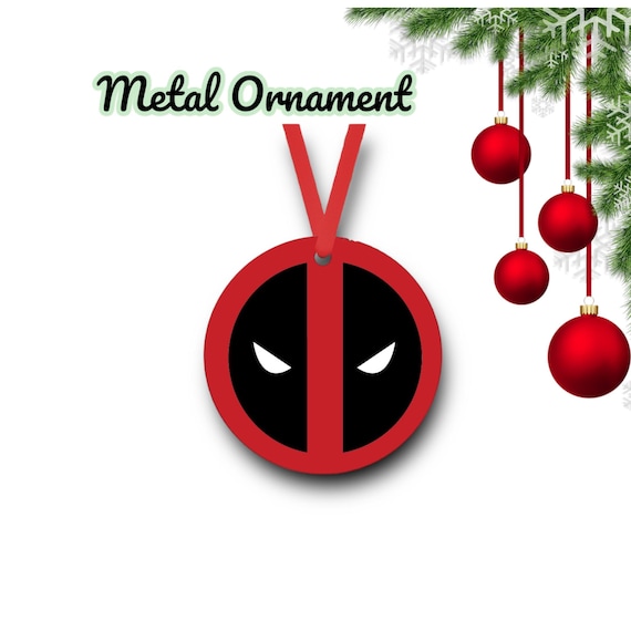 Deadpool Ornament - Personalized metal Christmas Gift - 2 sided Gift Tag - funny Tree Decor - gag gift