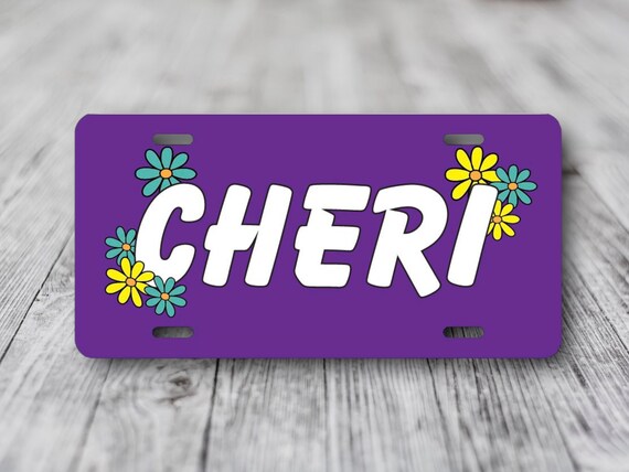 Custom License Plate - Personalized Flower Power Daisies - Add Name or Funny Saying -Golf Cart, Bike, Scooter, Stroller Tag -Wall Name Plate
